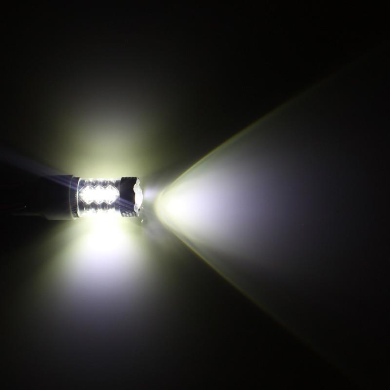 80W プロジェクター T20/7440 バック LEDシングル球 OSRAMチップ16連 LEDバルブ ホワイト 白 2個 6000K 純正交換用 デイライト 12V24V