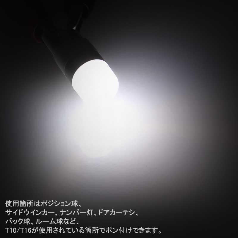 T10/T16/T15 LEDバルブ 無極性 LEDウェッジ球 ホワイト 120LM 2個 アルミヒートシンク設計 ポジションランプ ライセンスランプ ドアカーテシランプ