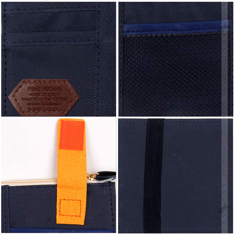 車用 サンバイザー 収納カバー 多機能 7ポケット付 汎用品 小物収納 ネイビー バイザー ボールペン サングラス スマホ iphone 車載 カー用品 内装