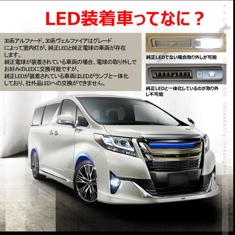 リア LEDルームランプ 基盤セット クリスタルレンズ付 純正LED仕様車専用 アルファード/ヴェルファイア30系 前期/後期 ルーム球 専用工具付 内装 パーツ