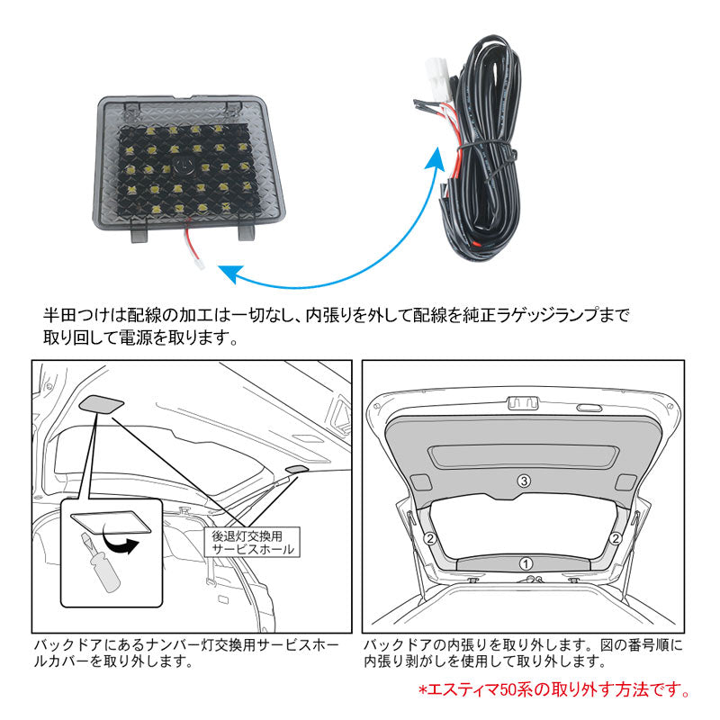 RAV4 50系前期用 タッチセンサー付き 増設LEDラゲッジランプ 増設ランプ 増設用LEDランプ アクセサリー 内装 カスタム パーツ