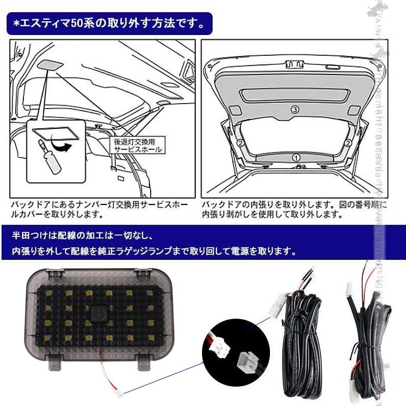 ノア90系 ヴォクシー90系 タッチセンサー搭載 増設ラゲッジランプ 増設LEDランプ LEDラゲッジランプ視認性向上 アクセサリー 内装 パーツ トヨタ カスタム