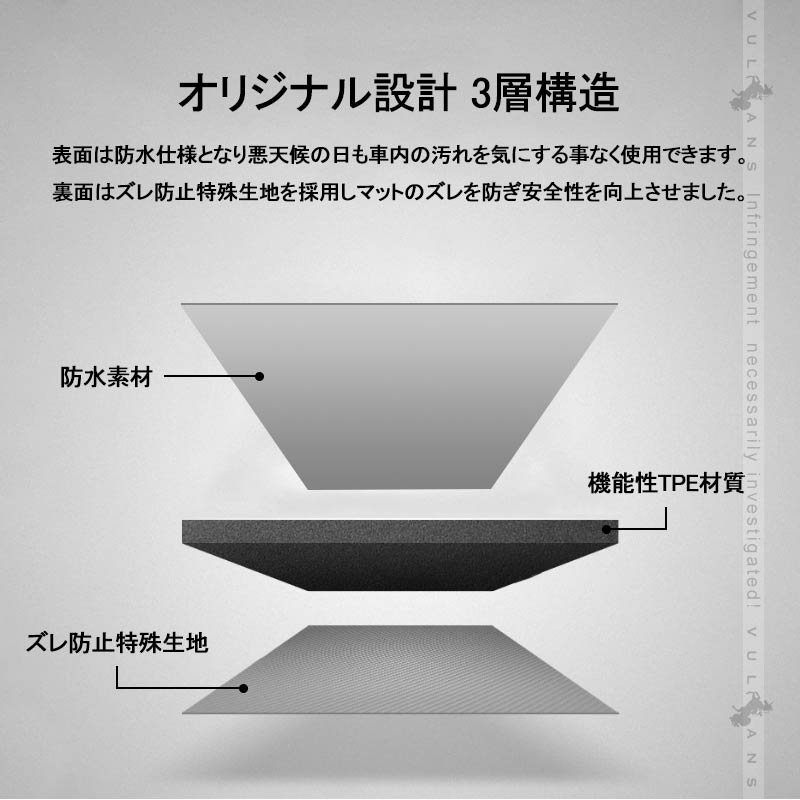 ハイエース 200系 4型 標準車用 3Dラゲッジマット 2PCS カーゴマット フロアマット トランク マット TPV素材 防汚 荷室 防水 カスタム パーツ 内装 - VULCANS