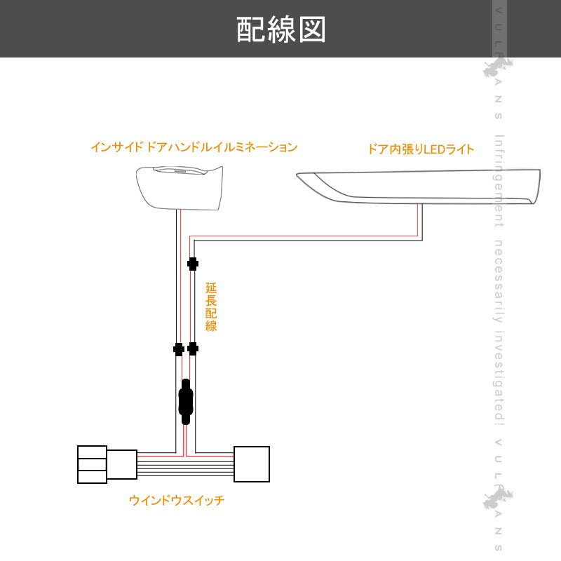 アルファード / ヴェルファイア 30系 インナードアハンドルイルミ+ドア内張りLEDライト 4PCS インサイド ドアハンドルカバー ホワイト 内装 パーツ - VULCANS