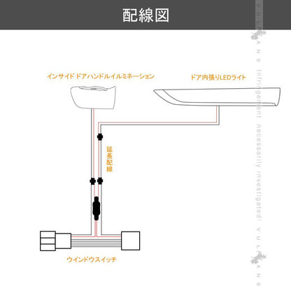 アルファード / ヴェルファイア 30系 インナードアハンドルイルミ+ドア内張りLEDライト 4PCS インサイド ドアハンドルカバー ホワイト 内装 パーツ - VULCANS