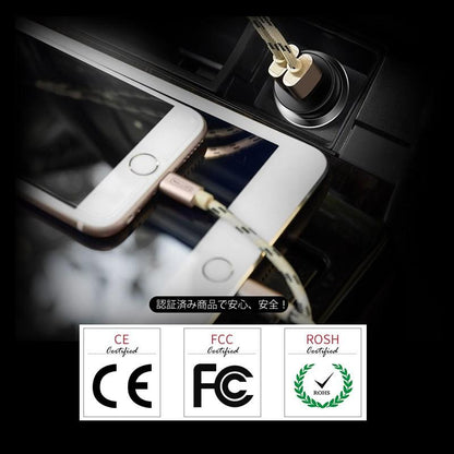 高出力 4.8A カーチャージャー USBシガーチャージャ ブラック スマホ 充電器 車 シガーソケット USB 2連 24V 12V iPhone タブレット 急速充電 車中泊 車載用品 - VULCANS