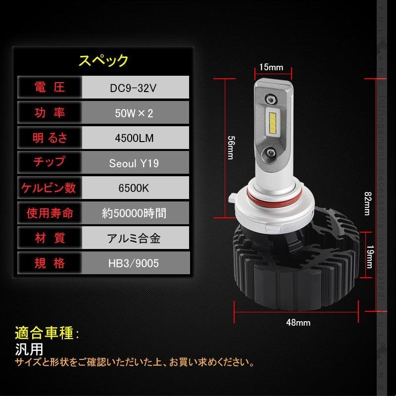 7 PLUS LEDヘッドライト HB3/9005 4500LM 1年保証 2個set Seoul Y19 DC9V~32V 新車検対応 LEDフォグランプ 6500K 360度光軸調整可 取付簡単 電装 パーツ - VULCANS