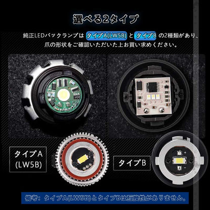 トヨタ車 LEDバックランプ LW5B 選べる2タイプ 純正LED 交換 バックライト ランプ カスタム パーツ ハリアー80系 プリウス60系 ノア 90系 ヴォクシー