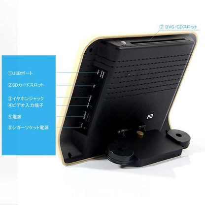 9インチ ヘッドレストモニター 自動車用 ベージュ ワンタッチ オンダッシュ 角度調整可 ブラケット付 DVD/WMA 高画質 シガーソケット