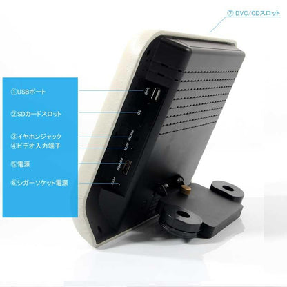 9インチ ヘッドレストモニター 自動車用 グレー ワンタッチ オンダッシュ 角度調整可 ブラケット付 DVD/WMA 高画質 シガーソケット