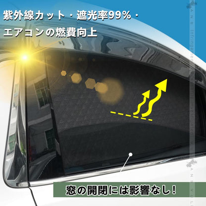 2in1 サンシェード+メッシュカーテン 車種選択可 日除け マグネット式 遮光率99% 断熱 遮熱 4層構造 日よけ インテリア カーテン 内装 パーツ 紫外線 UVカット