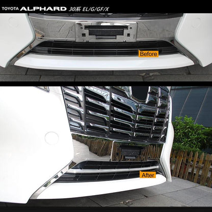 アルファード 30系 EL/G/GF/Xシリーズ ステンレス製 メッキ フロントバンパー グリルカバー/バンパーグリル ガーニッシュ
