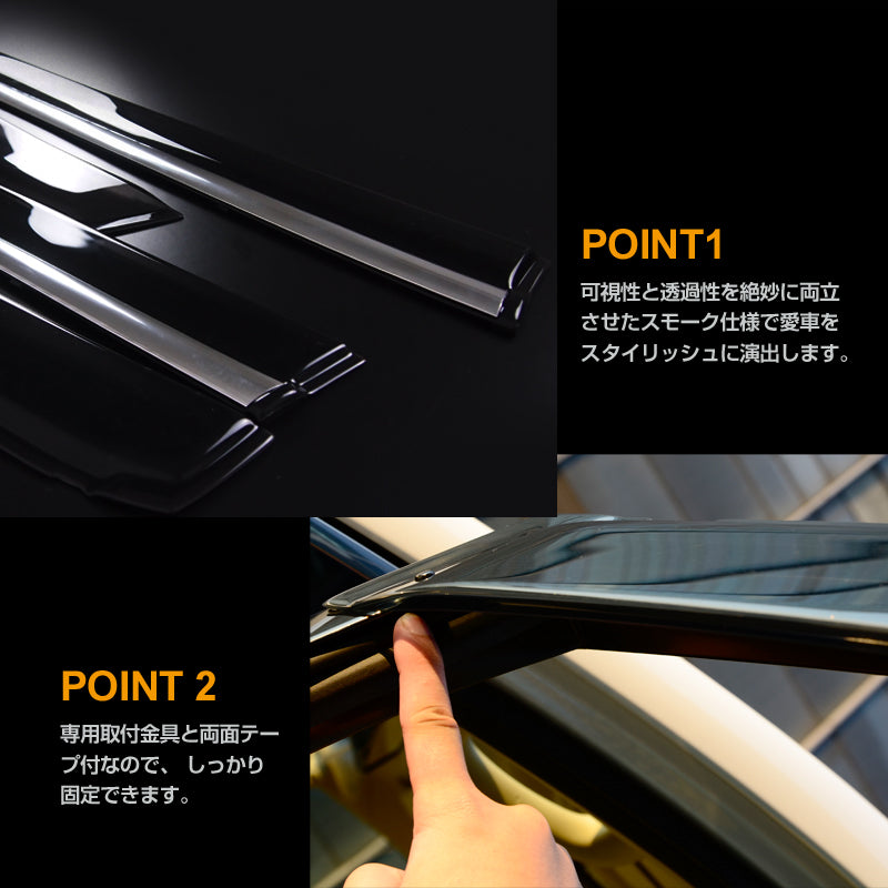 トヨタ 新型 ヴェルファイア アルファード 30系 スモーク ドアバイザー/サイドバイザー モール付 サイドドアウインドウバイザー 取付金具付 左右セット 4P