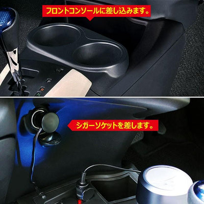 アクア(AQUA)専用 シガーソケット 増設用キット ブラック 取付説明書付 USBポート2ポート/シガーソケット 2ポート 増設電源パネル シガライター 小物入れ