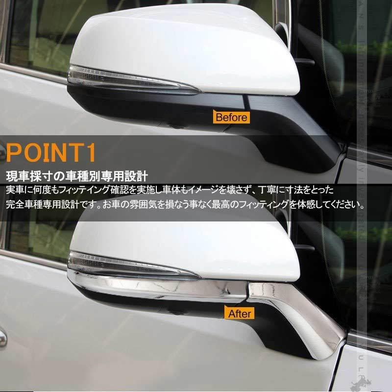 30系 アルファード ヴェルファイア 全グレード対応 専用設計 サイドミラー/ドアミラー アンダー ライン ガーニッシュ ABSメッキ カバー 4P