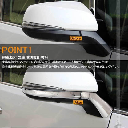 30系 アルファード ヴェルファイア 全グレード対応 専用設計 サイドミラー/ドアミラー アンダー ライン ガーニッシュ ABSメッキ カバー 4P