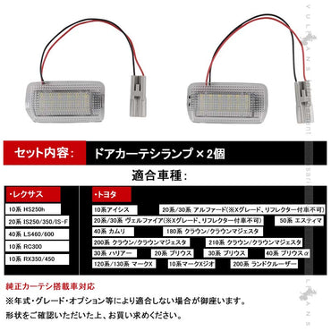 トヨタ 36連SMD LEDカーテシランプ ウェルカムランプ ドアランプ アルファード30系 プリウス 30系 IS350 ヴェルファイア ホワイト2個