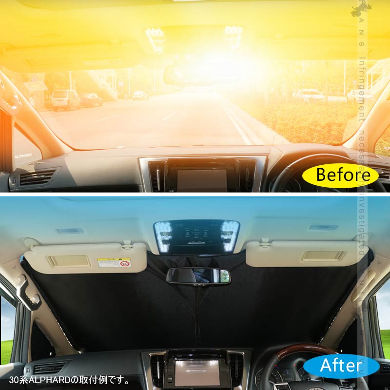 アルファード ヴェルファイア 20系 30系 ワンタッチ フロントシェード サンシェード 遮光 日よけ 断熱 遮光率99％ 換気 プライバシー保護 アウトドア