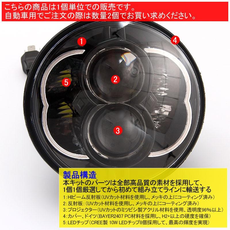 5インチ 5-3/4インチ LEDヘッドライト ブラック H4 Hi/Lo CREE H13 80W 丸型 切替式ヘッドライトユニット DC9V~32V IP67 ハーレーオートバイ、ジープ等に