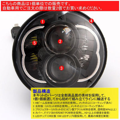 5インチ 5-3/4インチ LEDヘッドライト ブラック H4 Hi/Lo CREE H13 80W 丸型 切替式ヘッドライトユニット DC9V~32V IP67 ハーレーオートバイ、ジープ等に