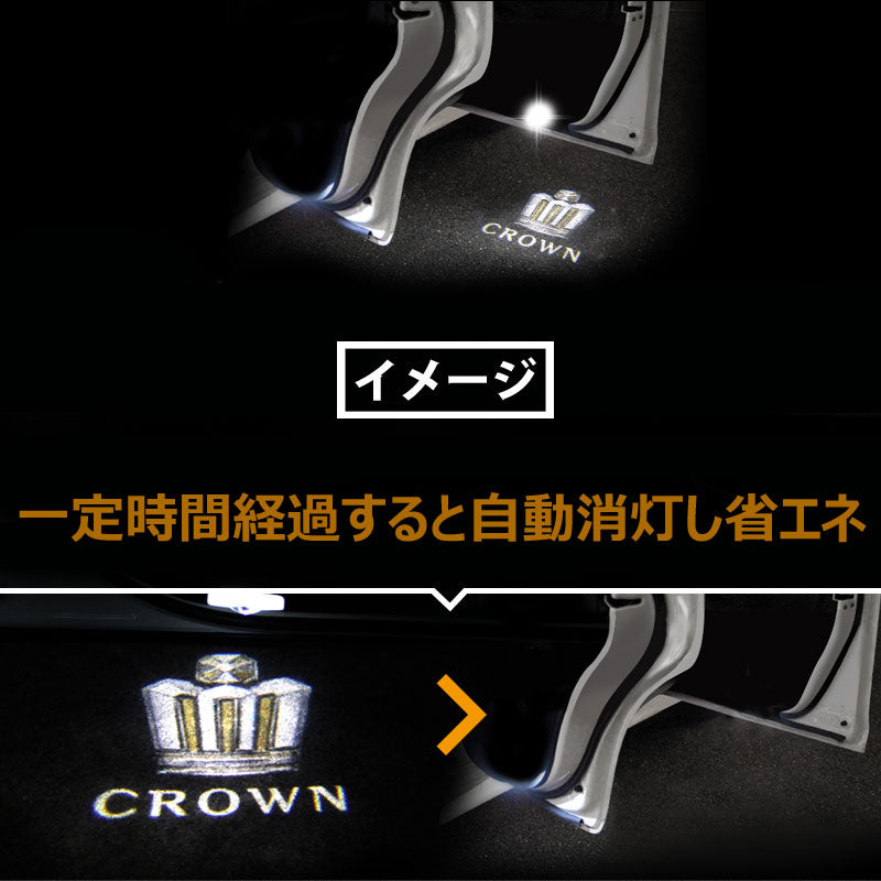クラウン LED レーザー ロゴ カーテシランプ CROWN LED ドア ロゴ カーテシランプ LEDロゴ カーテシーライト ウエルカムランプ LOGO 純正交換式 2個セット