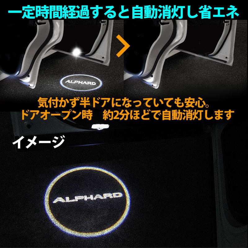 アルファード 20系 30.系 LEDロゴ カーテシランプ LED ドア ロゴ カーテシランプ 高輝度 LEDロゴ カーテシーライト ウエルカムランプ LOGO 純正交換式 2個seT