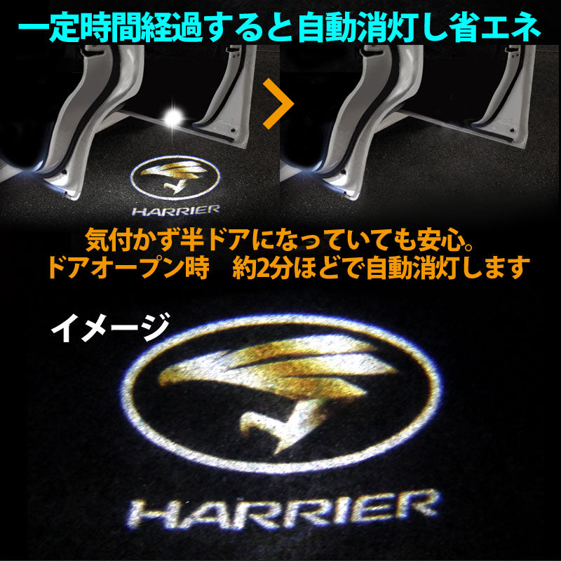 HARRIER ハリアー 30系 LEDロゴ カーテシランプ LED ドア ロゴ カーテシランプ 高輝度 LEDロゴ カーテシーライト ウエルカムランプ LOGO 純正交換式 2個seT