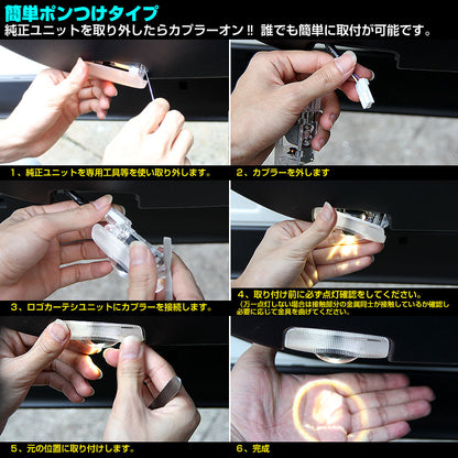HARRIER ハリアー 30系 LEDロゴ カーテシランプ LED ドア ロゴ カーテシランプ 高輝度 LEDロゴ カーテシーライト ウエルカムランプ LOGO 純正交換式 2個seT