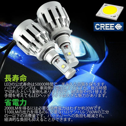 一体型 LEDヘッドライト HB4/9006 12V/24V CREE XM-L2 2000LM ケルビンカバー付属 6500K 4300K 8000K ホワイト ライトブルー イエロー 1年保証