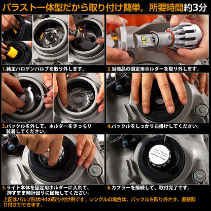 一体型 LEDヘッドライト HB4/9006 12V/24V CREE XM-L2 2000LM ケルビンカバー付属 6500K 4300K 8000K ホワイト ライトブルー イエロー 1年保証