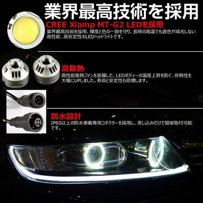 安心1年保証 3200LM LED ヘッドライトキット 6000k H8/H9/H11/H16兼用 12v/24v対応 LED ヘッドランプ 冷却用マイクロファン搭載 CREE製 LED XMT-G2チップ搭載