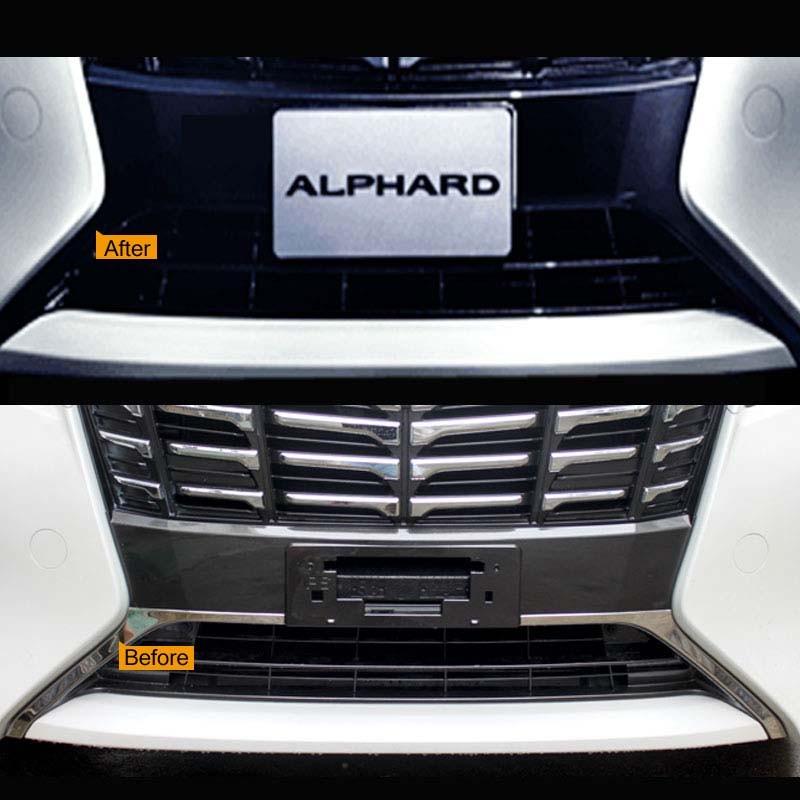 アルファード 30系 EL/G/GF/Xシリーズ フロント バンパートリム ナンバープレート周り ガーニッシュ 2P ステンレス鏡面仕上げ グリル アンダー