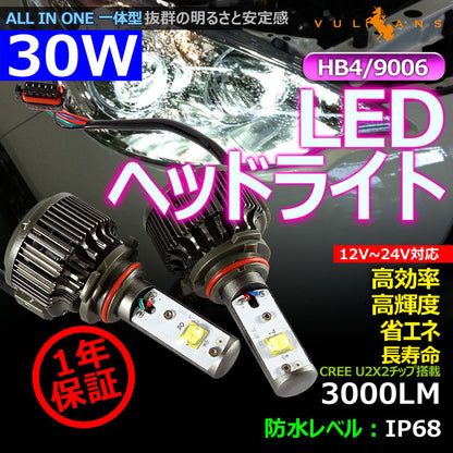 LEDヘッドライト HB4/9006 40W 12V/24V CREE U2X4 3600LM 6500K ホワイト 1年保証 LEDフォグランプ LEDバルブ 防水 IP68