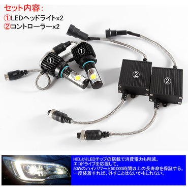 LEDヘッドライト H4 Hi/Lo 切替 CREE社 COB面発光 爆光 12V/24V対応 25W 2800LM 6000K LEDフォグランプ HID交換 一年保証