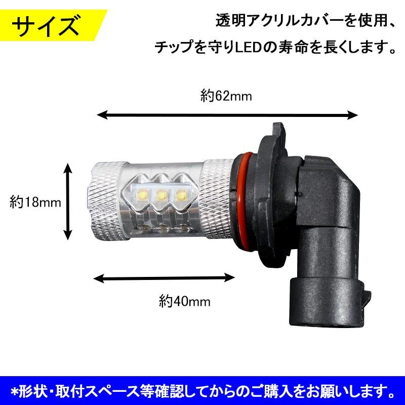 80W プロジェクター LEDフォグランプ HB4/9006 OSRAMチップ16連 LEDバルブ LED フォグ 汎用 12V/24V対応 アルミヒートシンク 白 ホワイト 2個