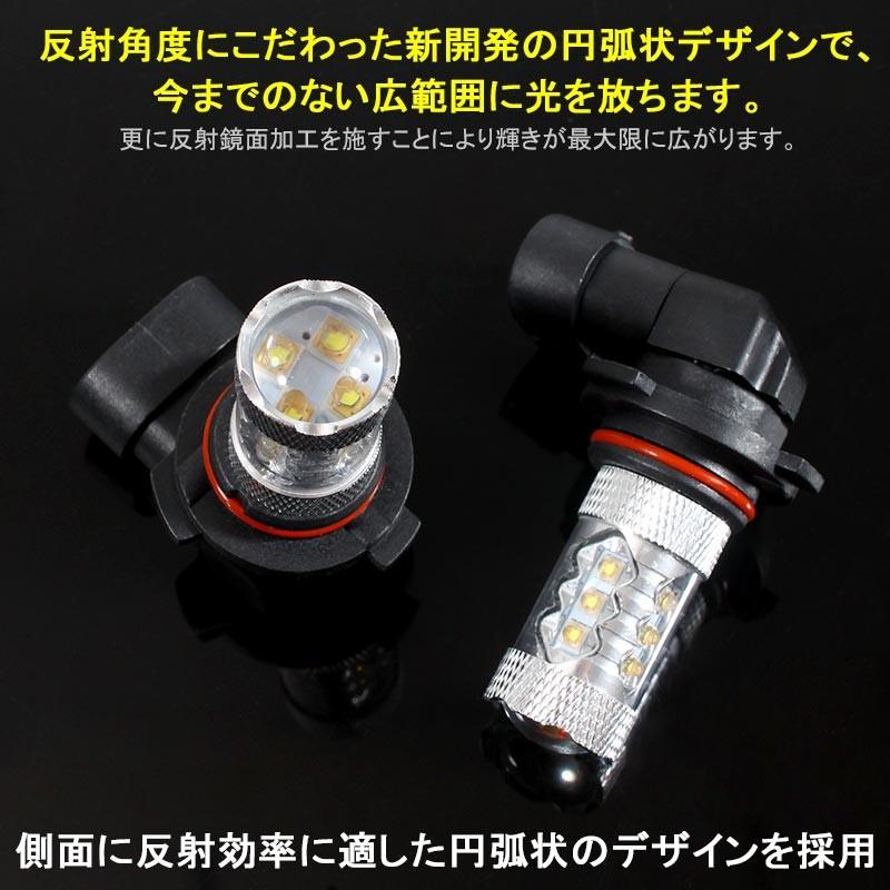 80W プロジェクター LEDフォグランプ HB4/9006 OSRAMチップ16連 LEDバルブ LED フォグ 汎用 12V/24V対応 アルミヒートシンク 白 ホワイト 2個