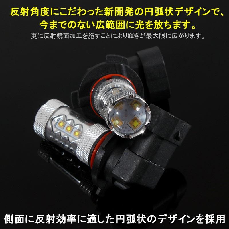 80W プロジェクター LEDフォグランプ HB3/9005 OSRAMチップ16連 LEDバルブ LED フォグ 汎用 12V/24V対応 アルミヒートシンク 白 ホワイト 2個