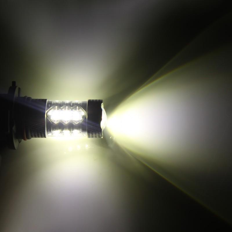 80W プロジェクター LEDフォグランプ HB3/9005 OSRAMチップ16連 LEDバルブ LED フォグ 汎用 12V/24V対応 アルミヒートシンク 白 ホワイト 2個