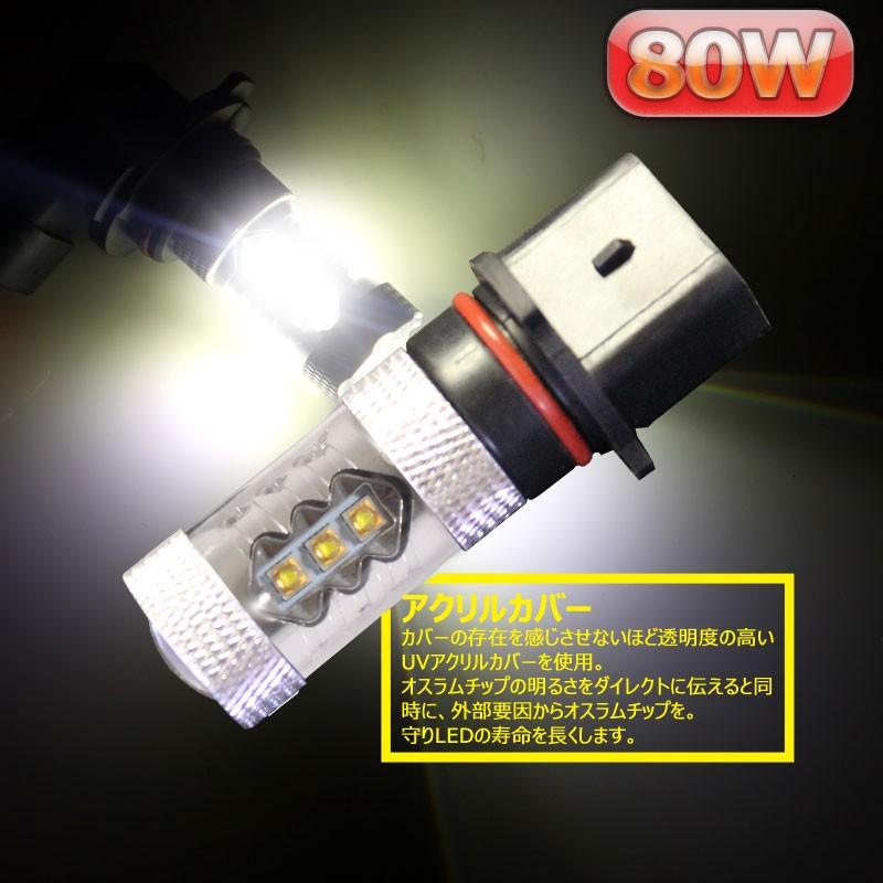 80W プロジェクター PSX26W LEDフォグランプ ハイエース 200系 3型後期用 4型等に LEDバルブ OSRAMチップ16連 12V/24V アルミヒートシンク 白 2個