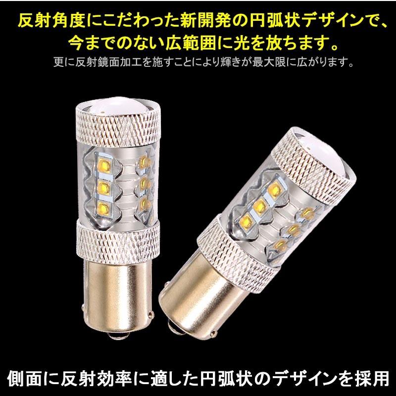 80W プロジェクター LEDシングル球 S25s/1156/BA15S LEDバルブ OSRAM16連 LED ライト 汎用 12V/24V対応 アルミヒートシンク 白 ホワイト パーツ 電装品 2個