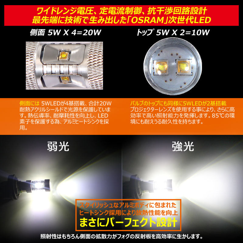 30W プロジェクター LEDダブル球 S25D/1157/BAY15D LEDバルブ LED ライト 汎用 12V アルミヒートシンク 白 ホワイト パーツ 電装品 2個