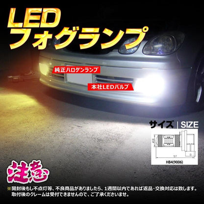 30W プロジェクター LEDフォグランプ HB4/9006 LEDバルブ LED フォグ 汎用 12V アルミヒートシンク 白 ホワイト 2個