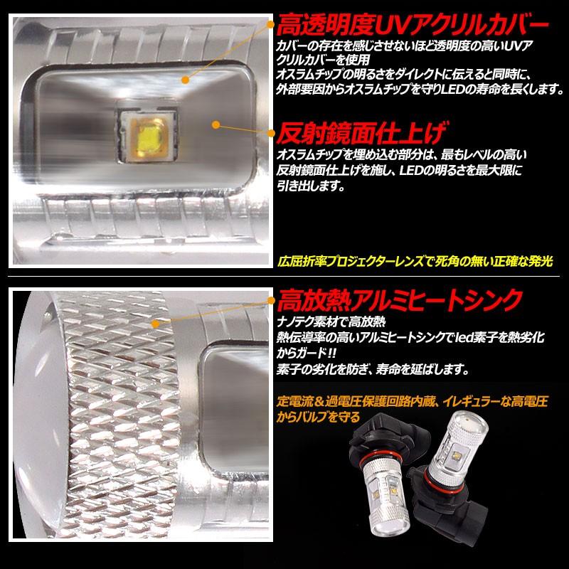 30W プロジェクター LEDフォグランプ HB3/9005 LEDバルブ LED フォグ 汎用 12V アルミヒートシンク 白 ホワイト 2個