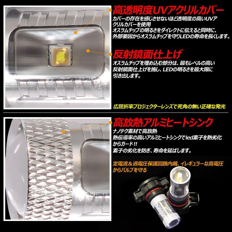 30W プロジェクター PSX24W LEDフォグランプ 86/BRZ/インプレッサ等に LEDバルブ LED フォグ 汎用 12V アルミヒートシンク 白 ホワイト 2個