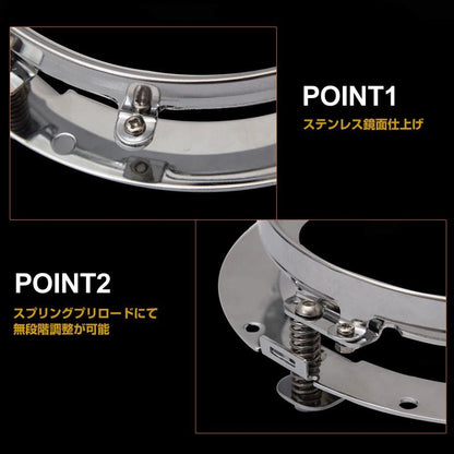 ハーレー HARLEY 7インチ ヘッドライト用 メッキ リング ツーリング ハーレーオートバイ ジープ 1灯分