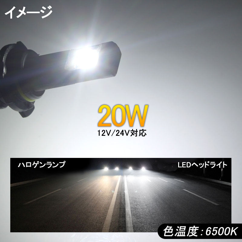 ヒートリボン式 LEDヘッドライト HB4/9006 一体型/ヒートリボン LEDバルブ 20W 2500LM 6500K フォグランプ兼用 12V24V対応 左右seT 1年保証