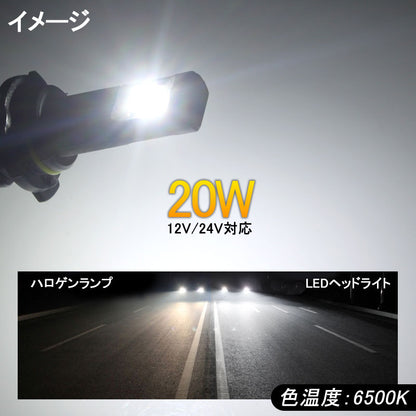 ヒートリボン式 LEDヘッドライト HB4/9006 一体型/ヒートリボン LEDバルブ 20W 2500LM 6500K フォグランプ兼用 12V24V対応 左右seT 1年保証