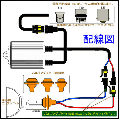 HID バックランプ 15W バックライト HIDキット T10/T16/T20/S25 6000K 12V 汎用 バックランプ HID化専用キット