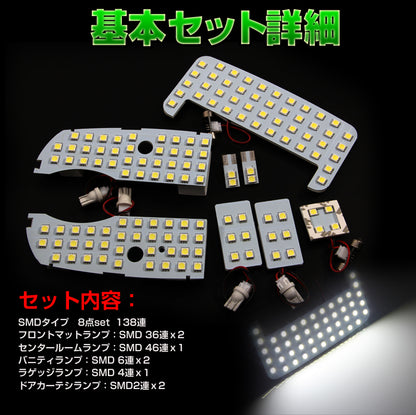 プリウス 30系(PHV不可) ZVW30 サンルーフなし車専用 LEDルームランプ ラゲッジランプ ドアカーテシランプ SMDタイプ 8点set