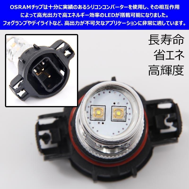 50W LEDバルブ PSX24W LEDフォグランプ BRZ/インプレッサに 専用ケルビンカバー付属 OSRAMチップ10個 ポジション アルミヒートシンク 2個 赤 青 黄 白
